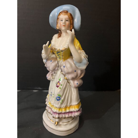 Vintage Hand Painted Porcelain Victorian Lady Figurine Delicate by Fern Japan - Picture 3 of 8